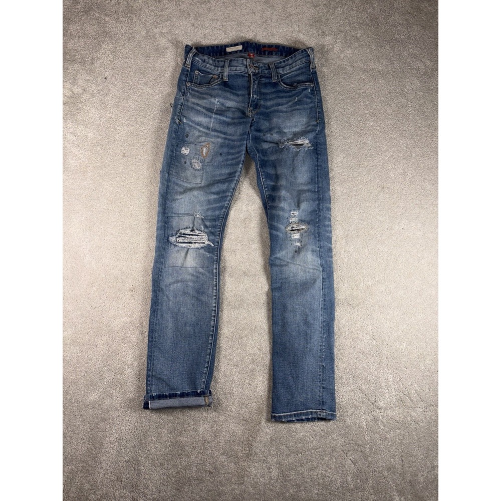 pilcro relaxed straight fit selvedge‎ distressed patch 25